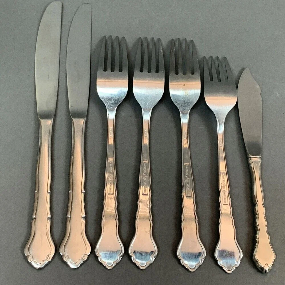 Ginkgo Caprice Stainless Steel Knives Forks Lot of 7 Japan